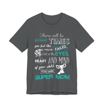 Unisex T Shirt Short Sleeve Jersey Crew Neck Tee Super Mom Size S to 2XL