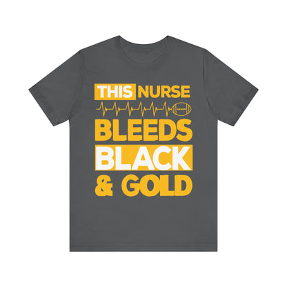 Unisex T Shirt Short Sleeve Tee Jersey Nurse Bleeds Black And Gold