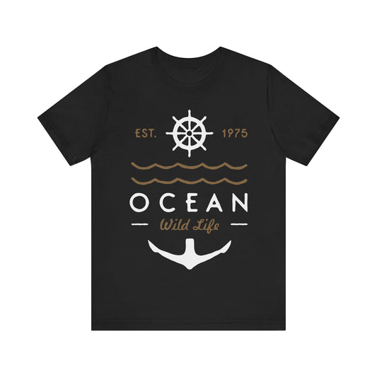 Men's T Shirt Short Sleeve Jersey Tee Ocean Wild Life