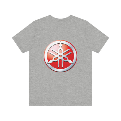 Unisex T Shirt Short Sleeve Yamaha Motors Red Logo Double Sided Jersey Crew Neck