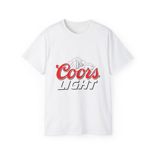 White T Shirt Coors Lite Beer Logo Short Sleeve Jersey Tee White Unisex Classic Fit Quality Cotton