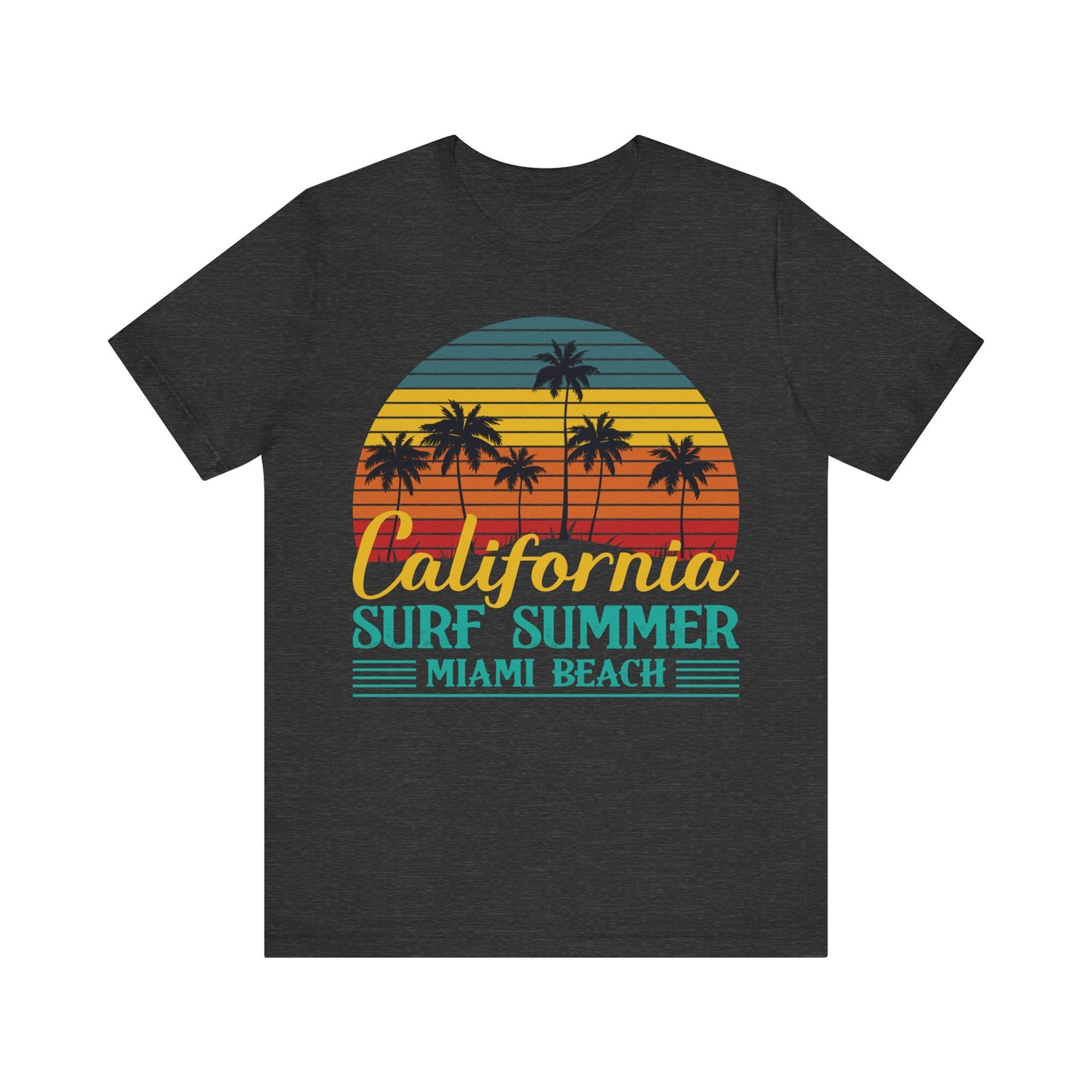 Unisex Black T Shirt Surf Summer Beach Crew Neck Jersey Short Sleeve Tee