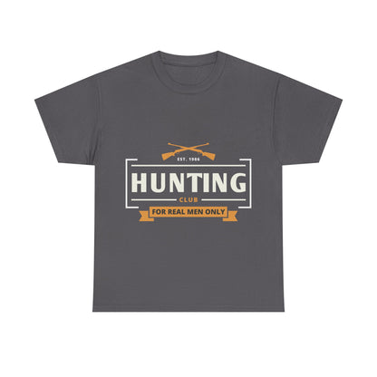 Men T-Shirt Short Sleeve Hunting Club For Real Men Heavy Cotton Tee Black, Navy