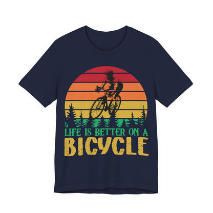Men's T Shirt Black Bicycle Jersey Short Sleeve Tee