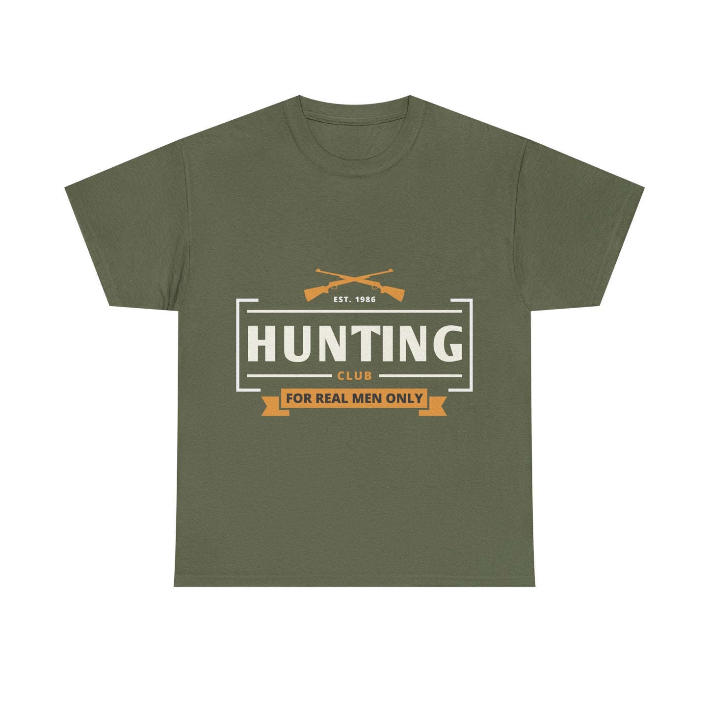 Men T-Shirt Short Sleeve Hunting Club For Real Men Heavy Cotton Tee Black, Navy