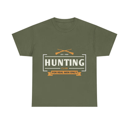 Men T-Shirt Short Sleeve Hunting Club For Real Men Heavy Cotton Tee Black, Navy