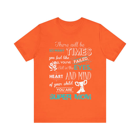 Unisex T Shirt Short Sleeve Jersey Crew Neck Tee Super Mom Size S to 2XL