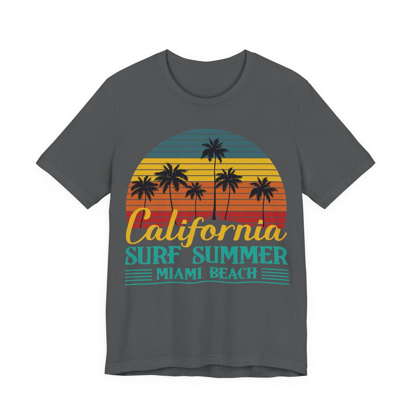 Unisex Black T Shirt Surf Summer Beach Crew Neck Jersey Short Sleeve Tee
