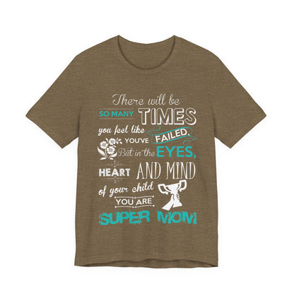 Unisex T Shirt Short Sleeve Jersey Crew Neck Tee Super Mom Size S to 2XL