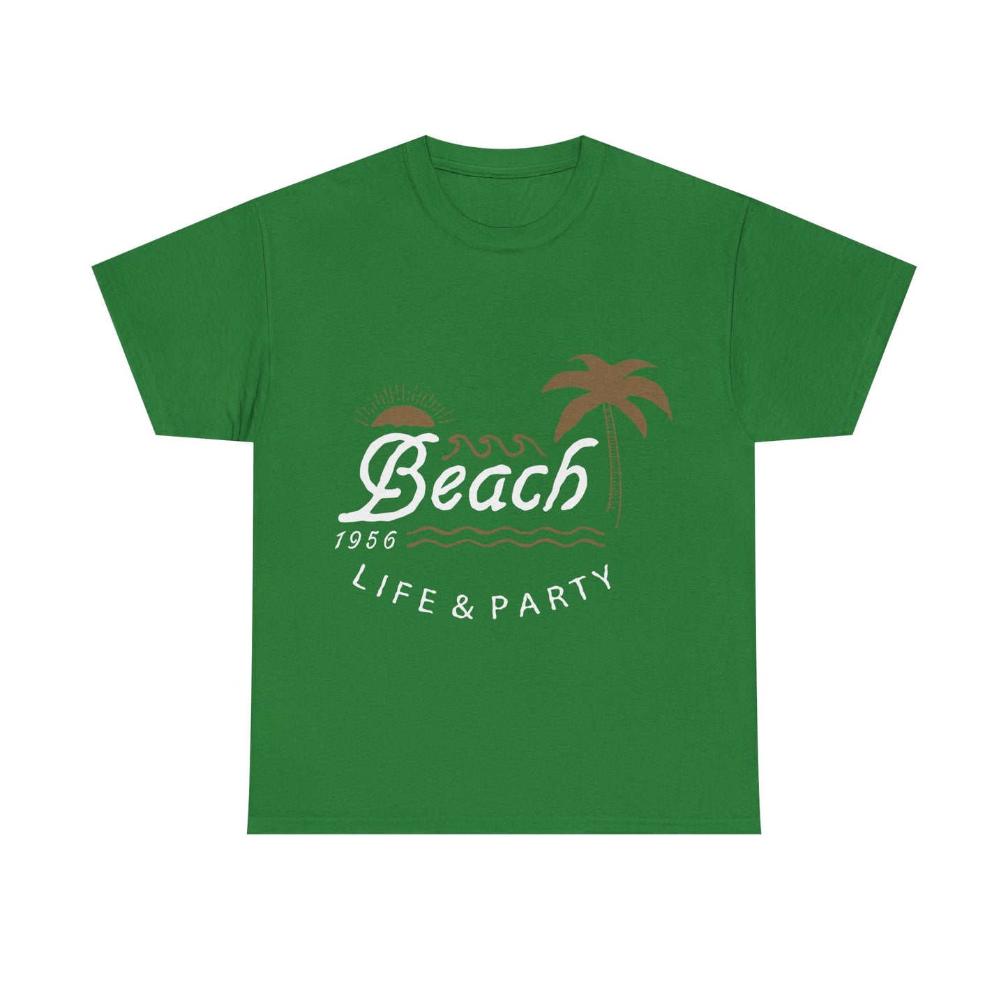 Men T-Shirt Short Sleeve Heavy Cotton Tee Beach Life And Party, S to 2XL