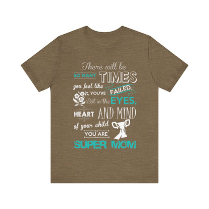 Unisex T Shirt Short Sleeve Jersey Crew Neck Tee Super Mom Size S to 2XL