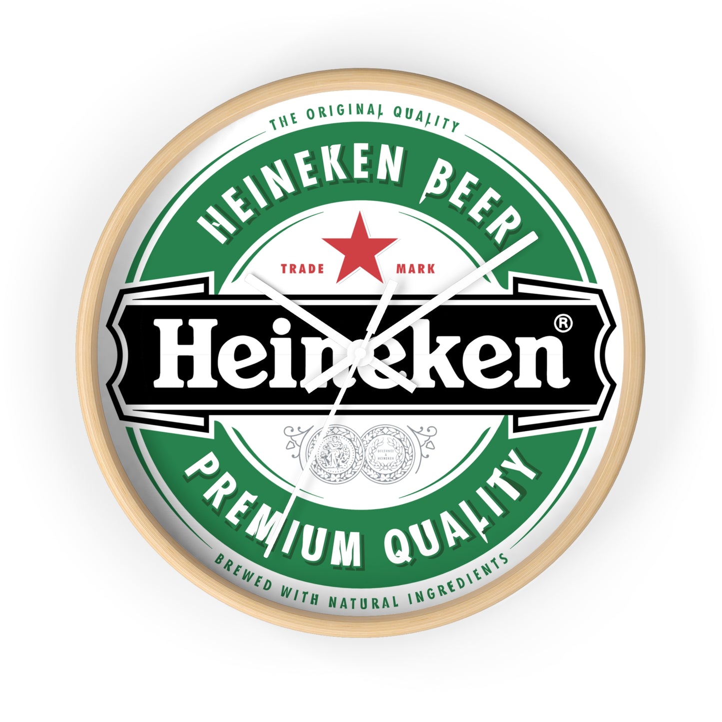 Heineken Wall Clock Indoor 10 Inch Wooden Frame Plexiglass Face