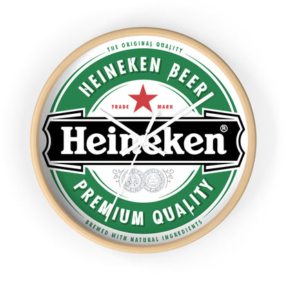 Heineken Wall Clock Indoor 10 Inch Wooden Frame Plexiglass Face