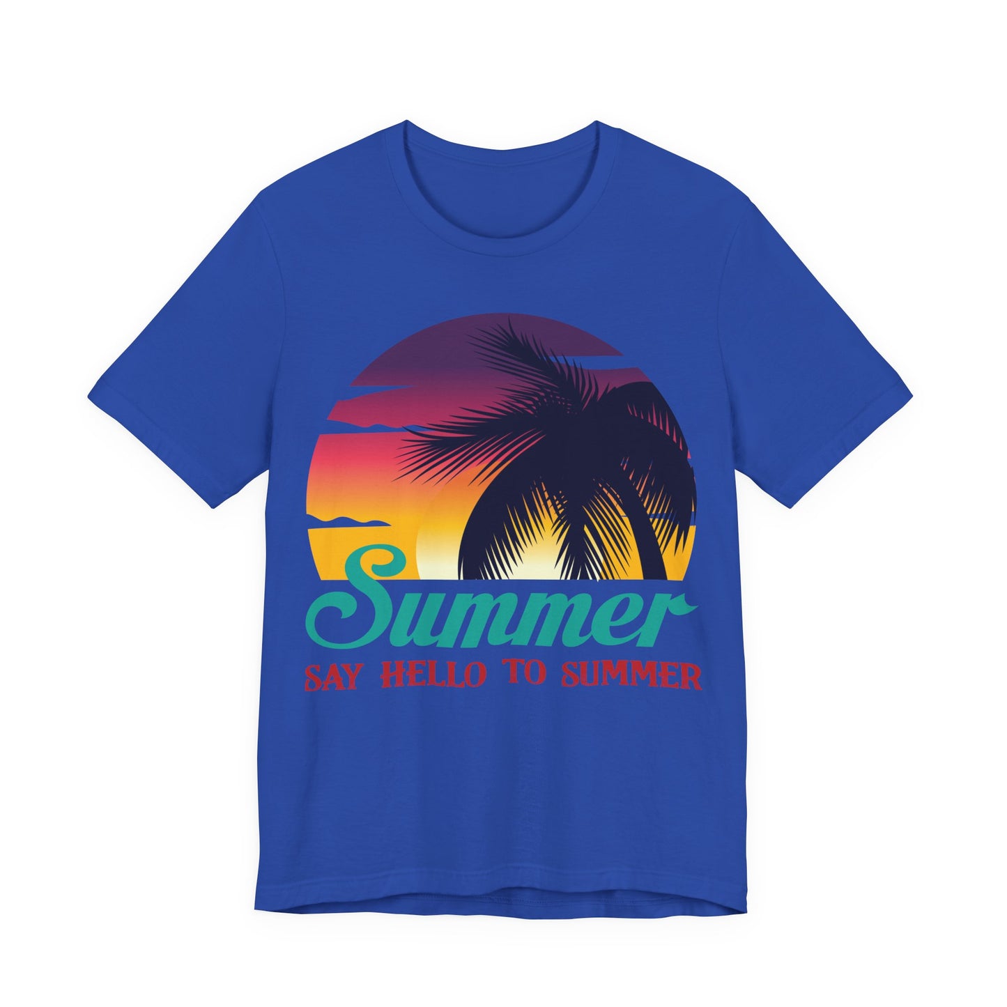 Unisex T Shirt Black Short Sleeve Jersey Tee Say Hello To Summer