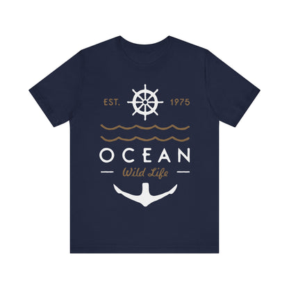 Men's T Shirt Short Sleeve Jersey Tee Ocean Wild Life