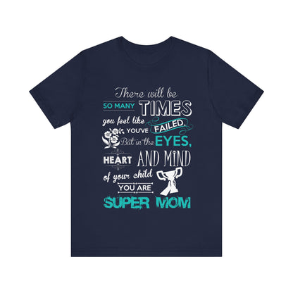 Unisex T Shirt Short Sleeve Jersey Crew Neck Tee Super Mom Size S to 2XL