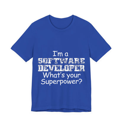 Men's T Shirt Crew Neck Short Sleeve Jersey Tee Software Developer