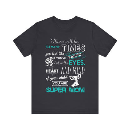Unisex T Shirt Short Sleeve Jersey Crew Neck Tee Super Mom Size S to 2XL