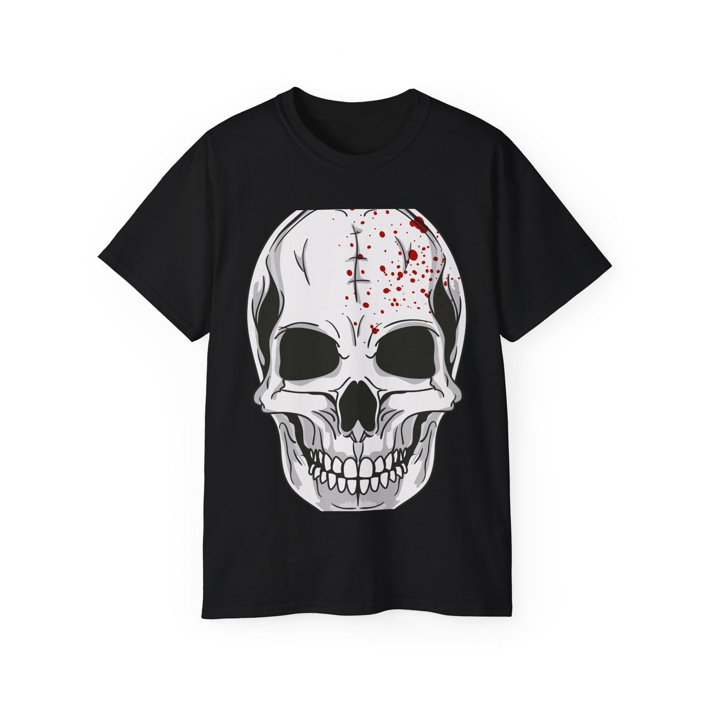 Black, White T Shirt White Skull Illustration Ultra Cotton Tee Calavera Skull Halloween Skull Happy Halloween Face Head