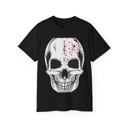 Black, White T Shirt White Skull Illustration Ultra Cotton Tee Calavera Skull Halloween Skull Happy Halloween Face Head