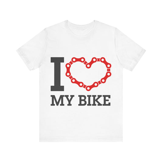 Men's T-Shirt Short Sleeve Tee Crew Neck Jersey I Love My Bike, M to 3XL