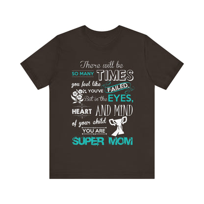 Unisex T Shirt Short Sleeve Jersey Crew Neck Tee Super Mom Size S to 2XL