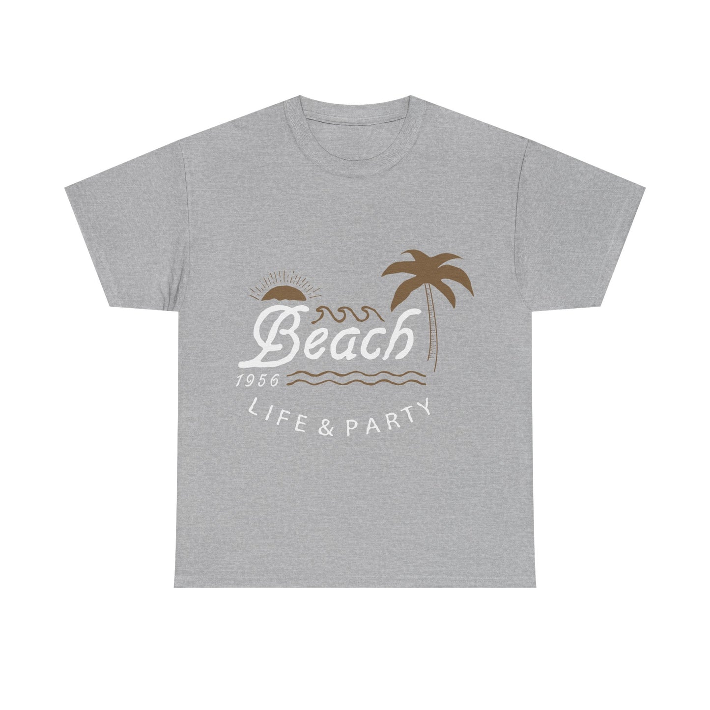 Men T-Shirt Short Sleeve Heavy Cotton Tee Beach Life And Party, S to 2XL