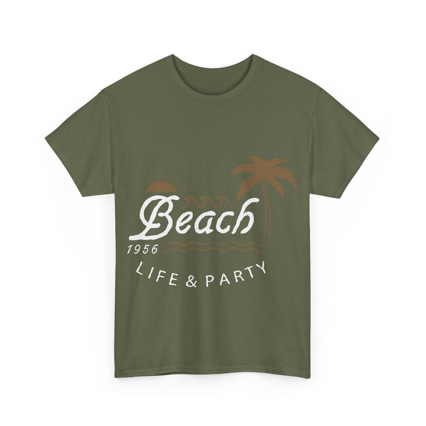 Men T-Shirt Short Sleeve Heavy Cotton Tee Beach Life And Party, S to 2XL