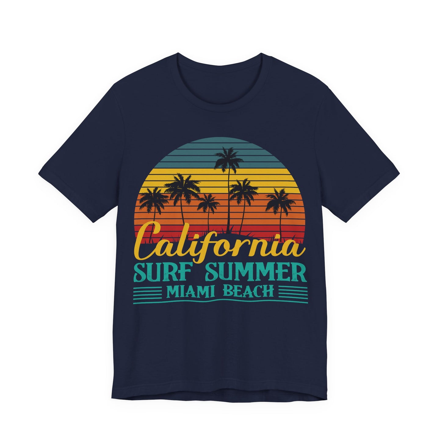 Unisex Black T Shirt Surf Summer Beach Crew Neck Jersey Short Sleeve Tee