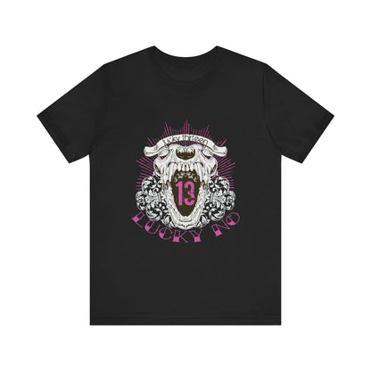 Men's T Shirt Short Sleeve Jersey Tee Lucky 13 Number Black, Gray, Navy