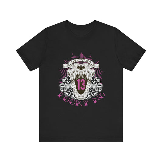 Men's T Shirt Short Sleeve Jersey Tee Lucky 13 Number Black, Gray, Navy