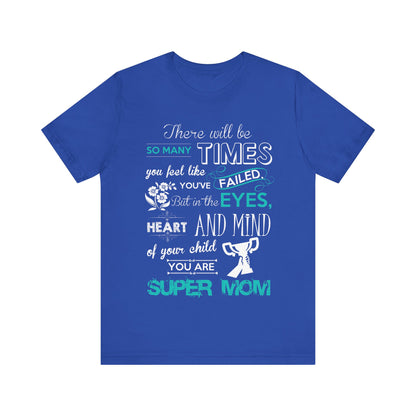 Unisex T Shirt Short Sleeve Jersey Crew Neck Tee Super Mom Size S to 2XL