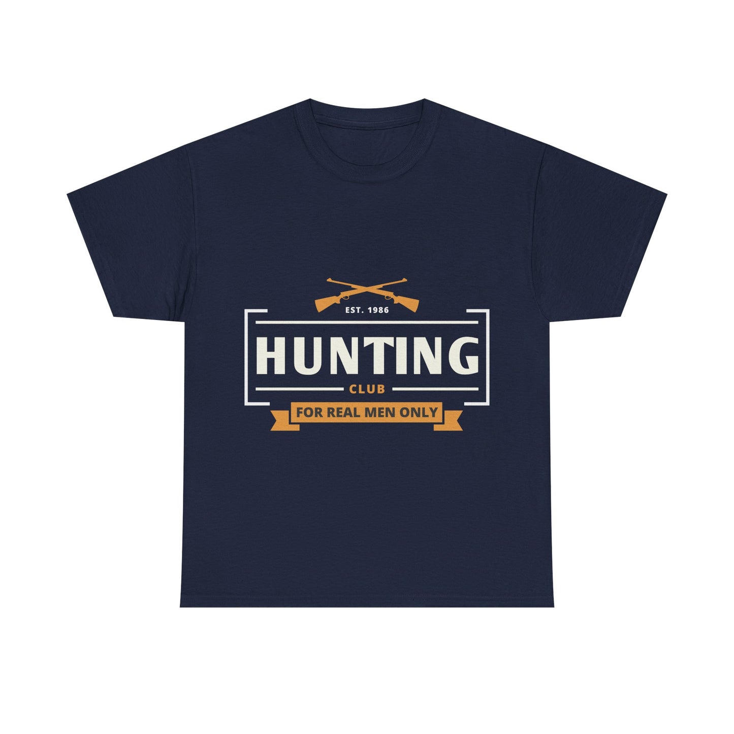 Men T-Shirt Short Sleeve Hunting Club For Real Men Heavy Cotton Tee Black, Navy