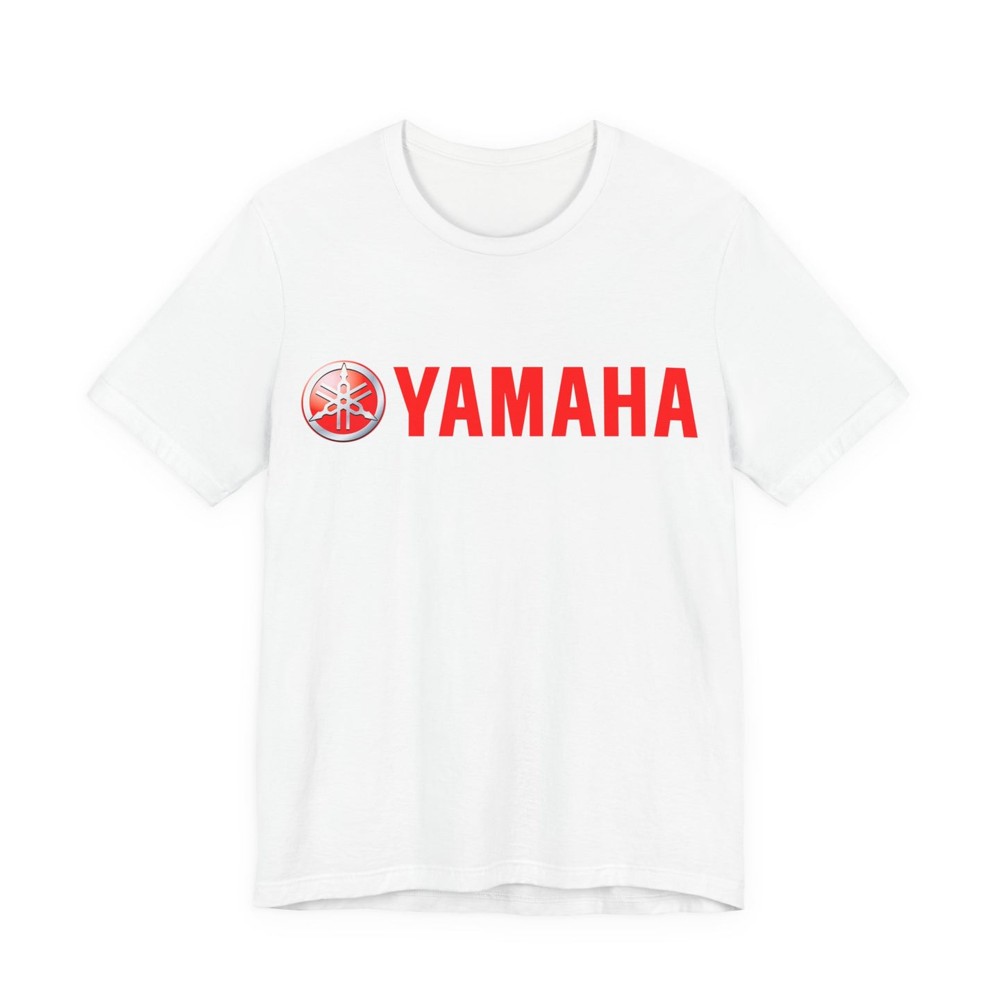 Unisex T Shirt Short Sleeve Yamaha Motors Red Logo Double Sided Jersey Crew Neck