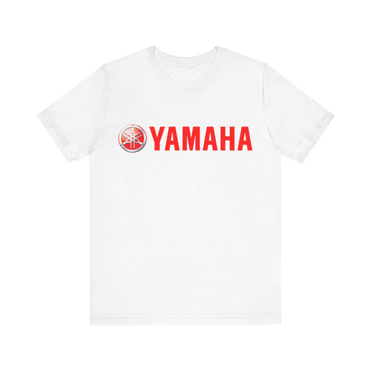 Unisex T Shirt Short Sleeve Yamaha Motors Red Logo Double Sided Jersey Crew Neck