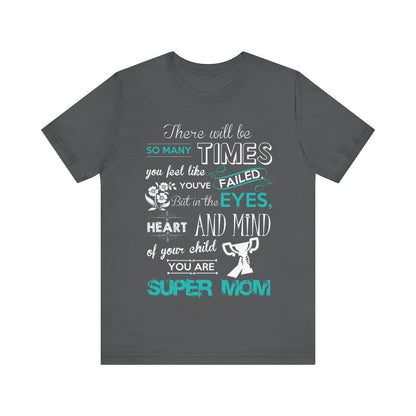 Unisex T Shirt Short Sleeve Jersey Crew Neck Tee Super Mom Size S to 2XL