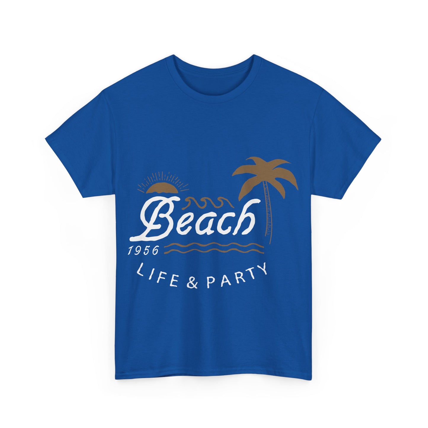 Men T-Shirt Short Sleeve Heavy Cotton Tee Beach Life And Party, S to 2XL