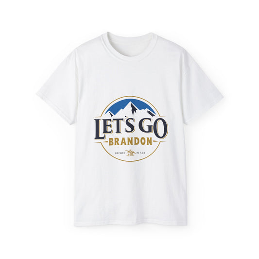 White T Shirt Let's Go Brandon BUSCH Beer Logo Husband Gift Cotton Graphic Tee Classic Fit, Quality Cotton