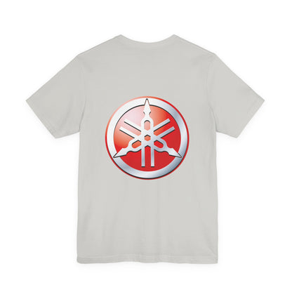 Unisex T Shirt Short Sleeve Yamaha Motors Red Logo Double Sided Jersey Crew Neck