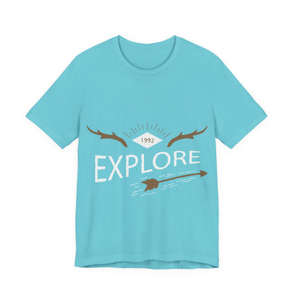 Men's T Shirt Short Sleeve Jersey Tee Crew Neck Explore Printed, M to 2XL