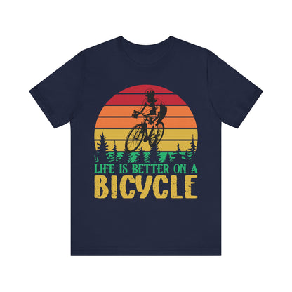 Men's T Shirt Black Bicycle Jersey Short Sleeve Tee