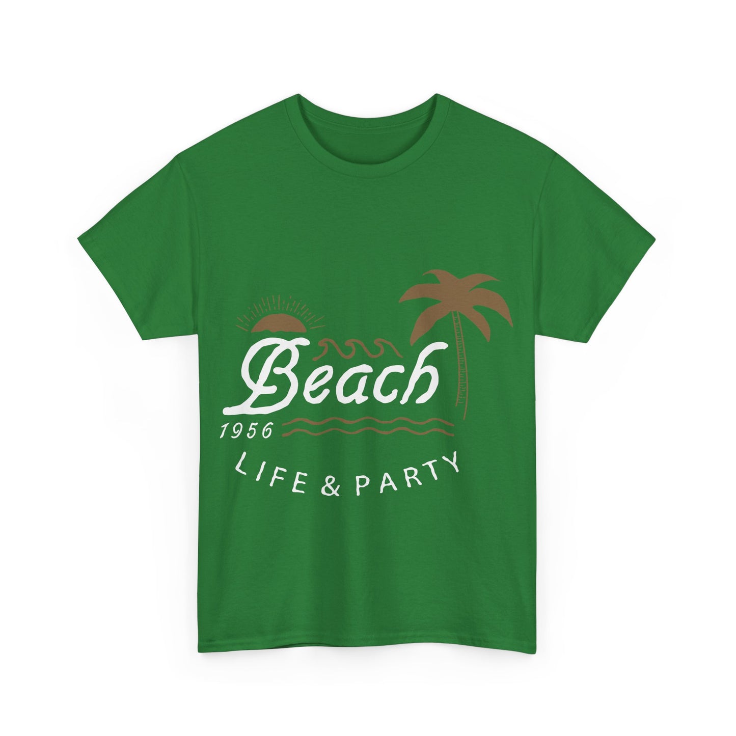 Men T-Shirt Short Sleeve Heavy Cotton Tee Beach Life And Party, S to 2XL