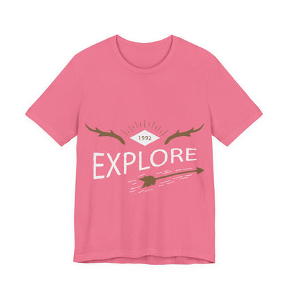 Men's T Shirt Short Sleeve Jersey Tee Crew Neck Explore Printed, M to 2XL