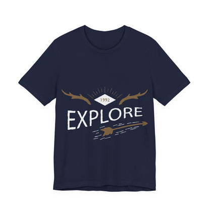 Men's T Shirt Short Sleeve Jersey Tee Crew Neck Explore Printed, M to 2XL